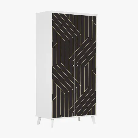 Sticker pour armoire motif géométrique art déco noir et or – Wallnifity®