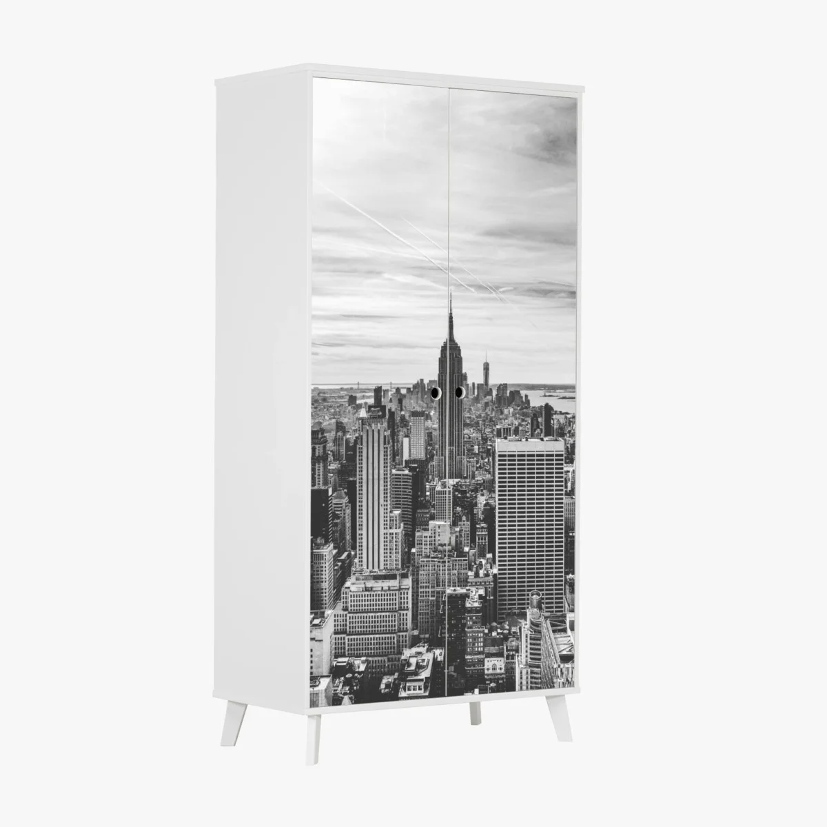 Sticker pour armoire panorama urbain de New York en noir et blanc – Wallnifity® Sticker pour armoire panorama urbain de New York en noir et blanc – Wallnifity®