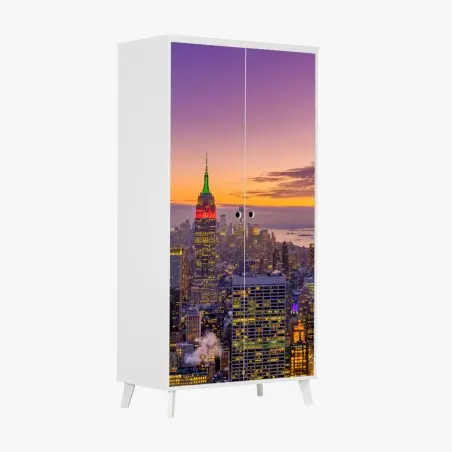 Sticker pour armoire horizon de New York au crépuscule – Wallnifity®