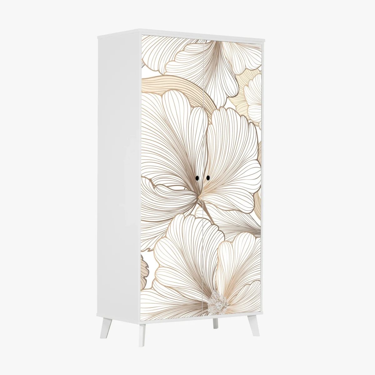 Sticker pour armoire motif floral délicat en tons beiges et lignes fines – Wallnifity® Sticker pour armoire motif floral délicat en tons beiges et lignes fines – Wallnifity®