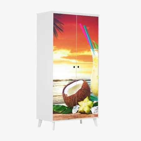 Sticker pour armoire cocktail tropical au coucher de soleil – Wallnifity®