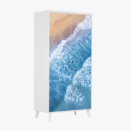 Sticker pour armoire plage et vagues vues du ciel – Wallnifity®