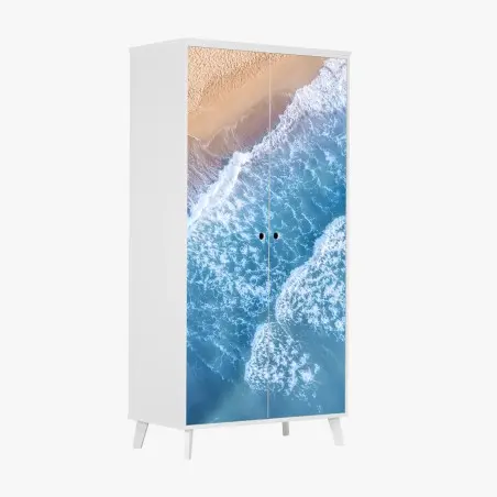 Sticker pour armoire plage et vagues vues du ciel – Wallnifity®