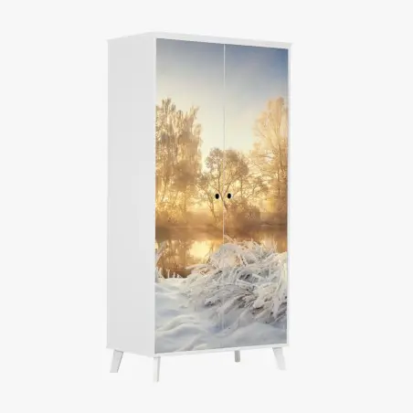 Sticker pour armoire aube dorée sur rivière gelée – Wallnifity®
