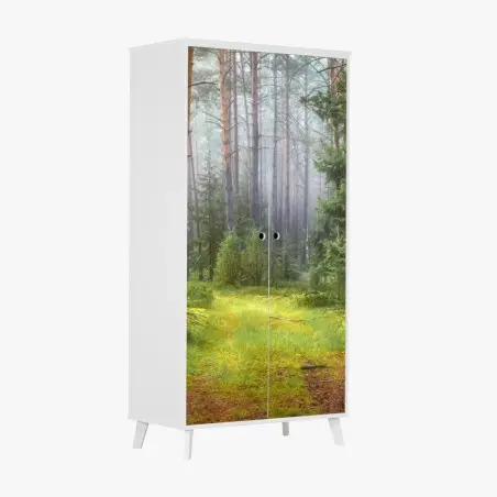 Sticker pour armoire sentier lumineux dans la forêt brumeuse – Wallnifity®