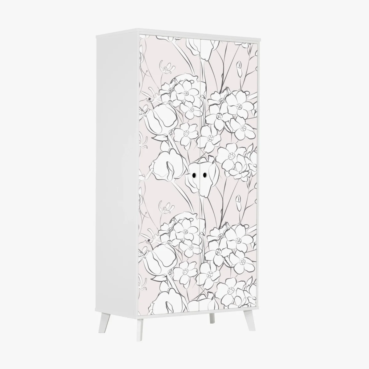Sticker pour armoire motif floral délicat sur fond rose pâle – Wallnifity® Sticker pour armoire motif floral délicat sur fond rose pâle – Wallnifity®