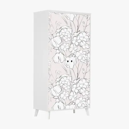 Sticker pour armoire motif floral délicat sur fond rose pâle – Wallnifity®