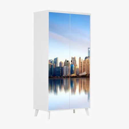 Sticker pour armoire horizon moderne de Shanghai au lever du soleil – Wallnifity®