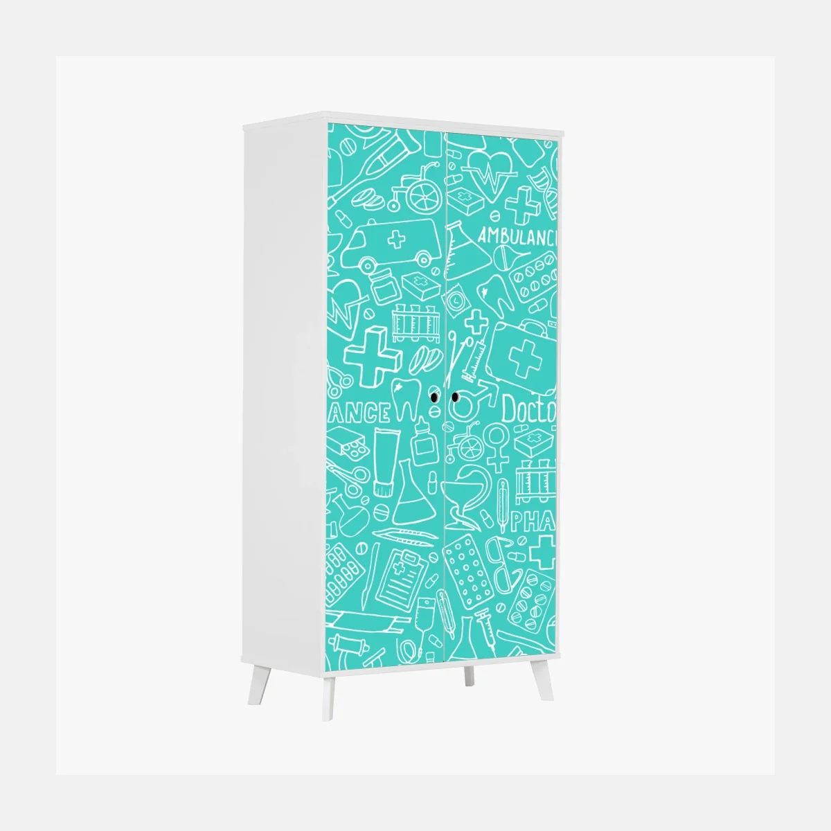 Sticker pour armoire motif médical gribouillis turquoise – Wallnifity® Sticker pour armoire motif médical gribouillis turquoise – Wallnifity®