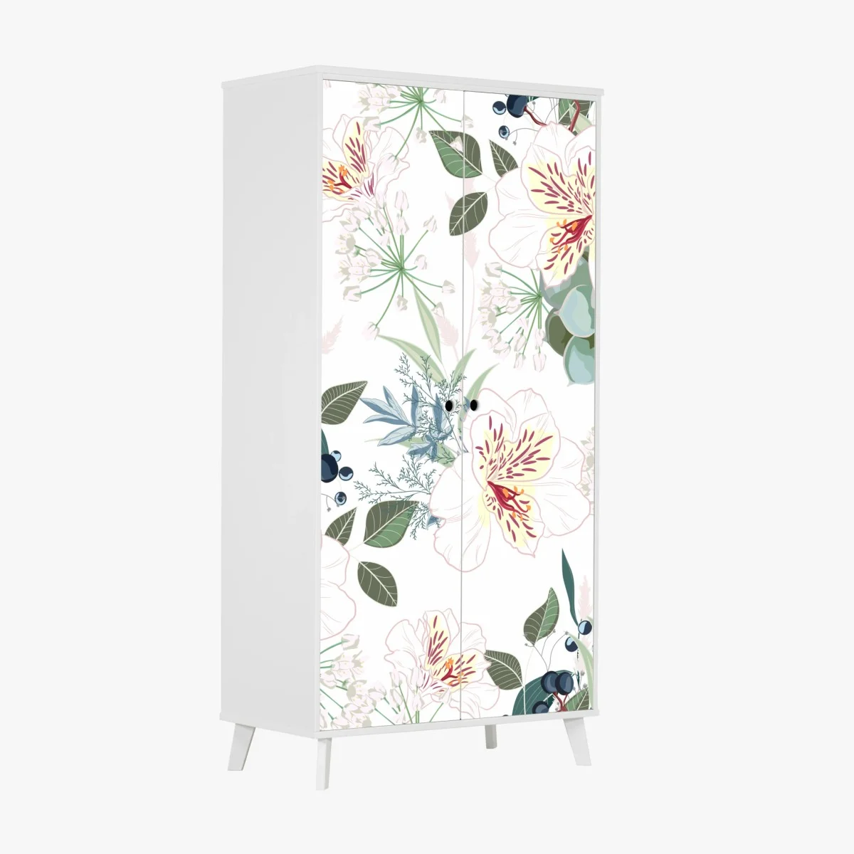 Sticker pour armoire motif floral pastel aux succulentes et fleurs blanches – Wallnifity® Sticker pour armoire motif floral pastel aux succulentes et fleurs blanches – Wallnifity®