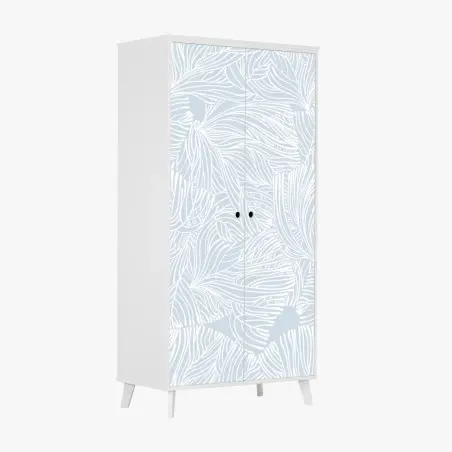 Sticker pour armoire motif floral linéaire bleu pastel – Wallnifity®