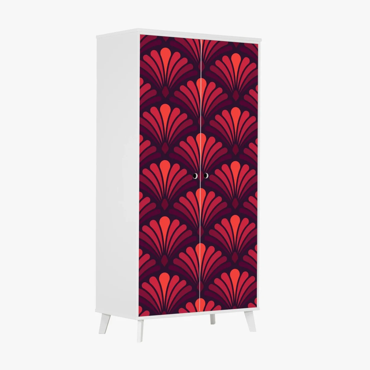 Sticker pour armoire élégant motif art déco corail et bordeaux – Wallnifity® Sticker pour armoire élégant motif art déco corail et bordeaux – Wallnifity®