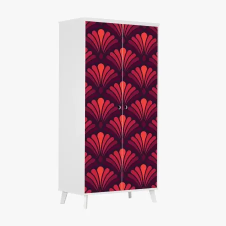 Sticker pour armoire élégant motif art déco corail et bordeaux – Wallnifity®