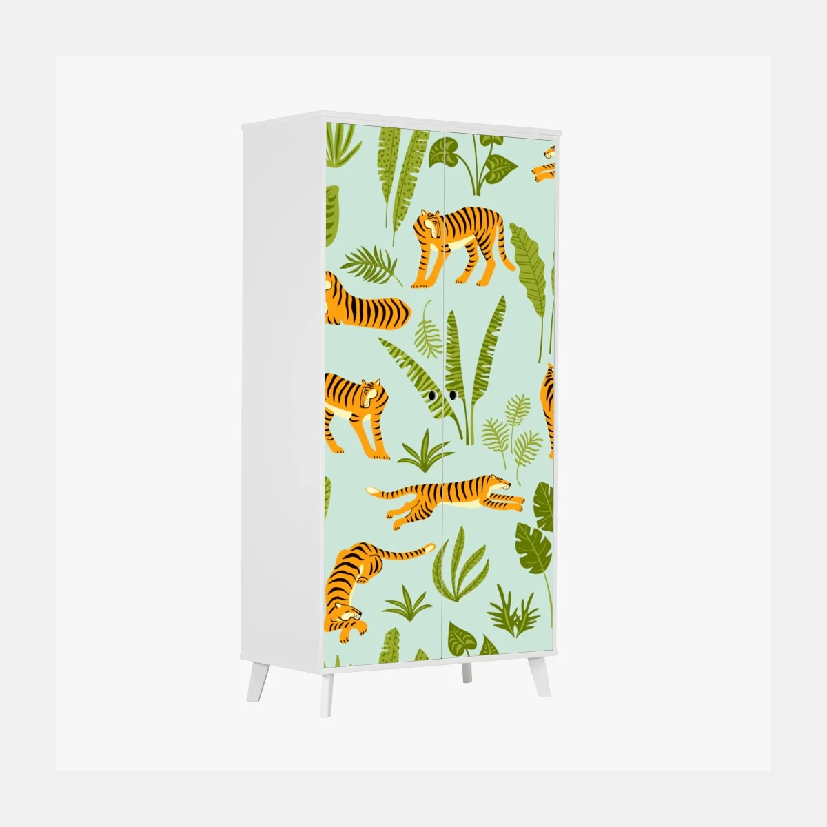 Sticker pour armoire jungle graphique aux tigres et feuillages – Wallnifity® Sticker pour armoire jungle graphique aux tigres et feuillages – Wallnifity®