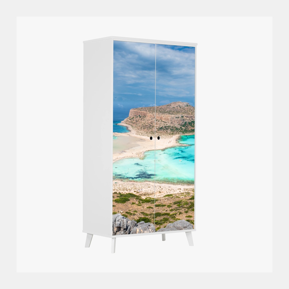 Sticker pour armoire panorama de la lagune de Balos et de l'île de Gramvousa, Crète – Wallnifity®