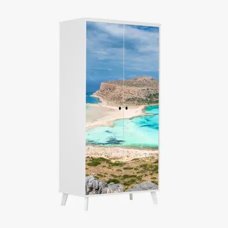 Sticker pour armoire panorama de la lagune de Balos et de l'île de Gramvousa, Crète – Wallnifity®