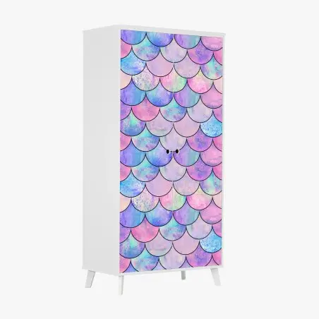 Sticker pour armoire motif écailles de sirène irisé pastel – Wallnifity®