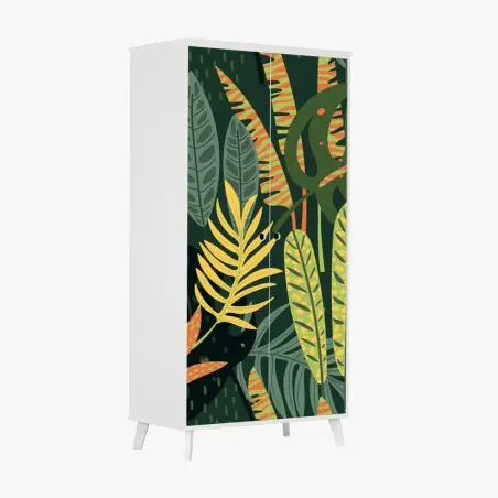 Sticker pour armoire motif tropical graphique aux feuillages luxuriants – Wallnifity®