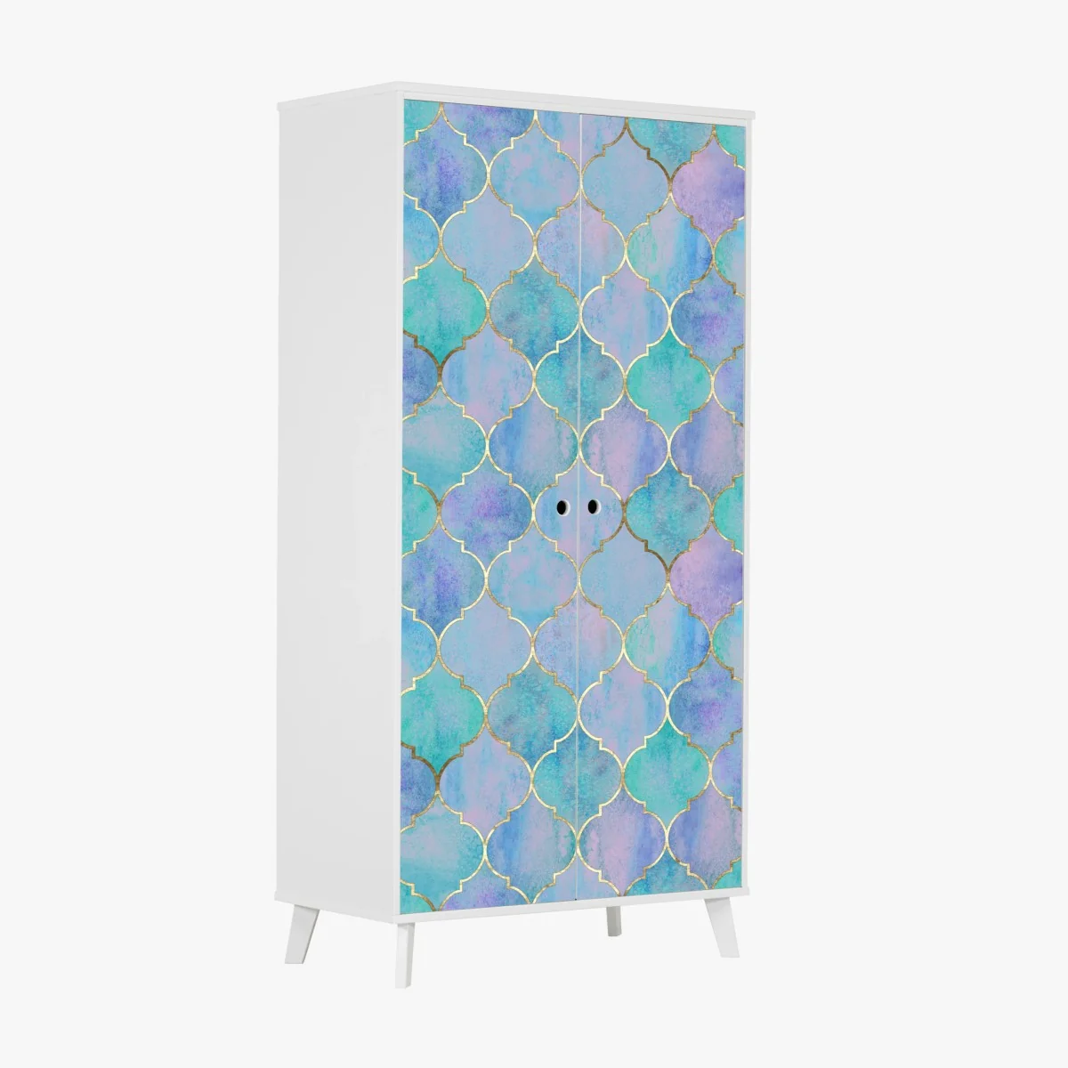 Sticker pour armoire motif arabesque aquarelle bleu et or – Wallnifity® Sticker pour armoire motif arabesque aquarelle bleu et or – Wallnifity®