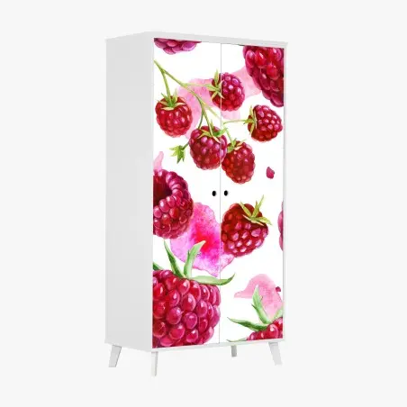 Sticker pour armoire motif framboises aquarelle éclatant – Wallnifity®