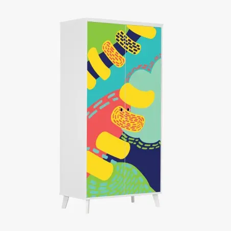 Sticker pour armoire abstraction organique aux couleurs vives – Wallnifity®