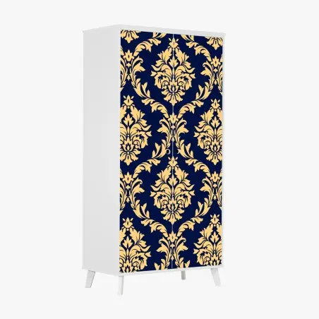 Sticker pour armoire motif baroque doré sur fond bleu marine – Wallnifity®