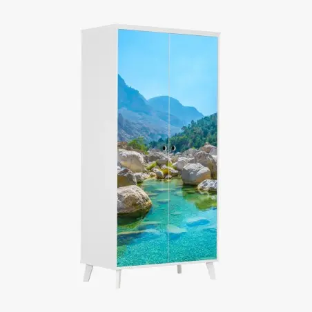 Sticker pour armoire oasis de montagne aux eaux turquoises – Wallnifity®