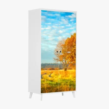 Sticker pour armoire paysage d'automne en prairie dorée – Wallnifity®