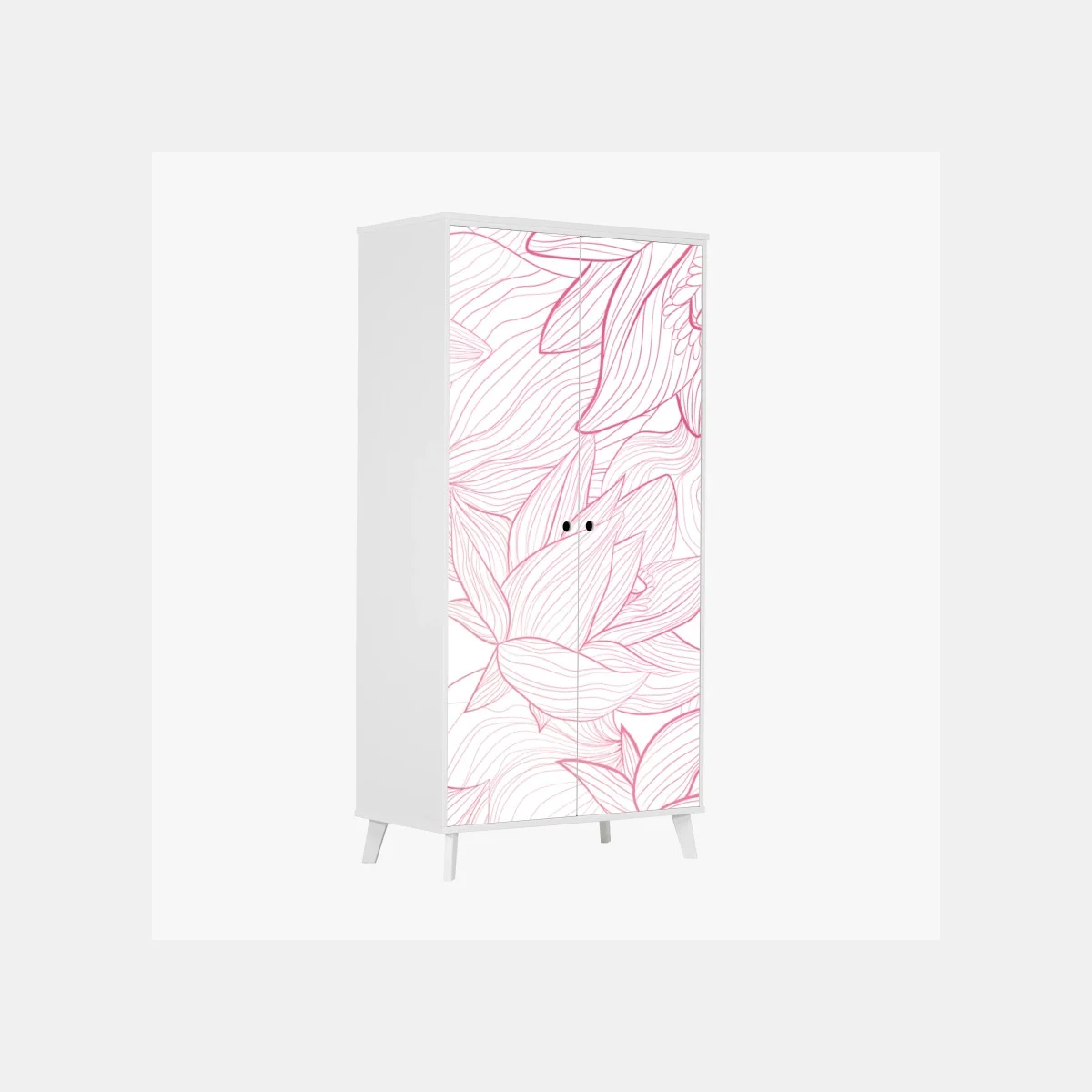 Sticker pour armoire motif floral délicat en fines lignes roses – Wallnifity® Sticker pour armoire motif floral délicat en fines lignes roses – Wallnifity®