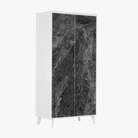 Sticker pour armoire marbre sombre à veines détaillées – Wallnifity®