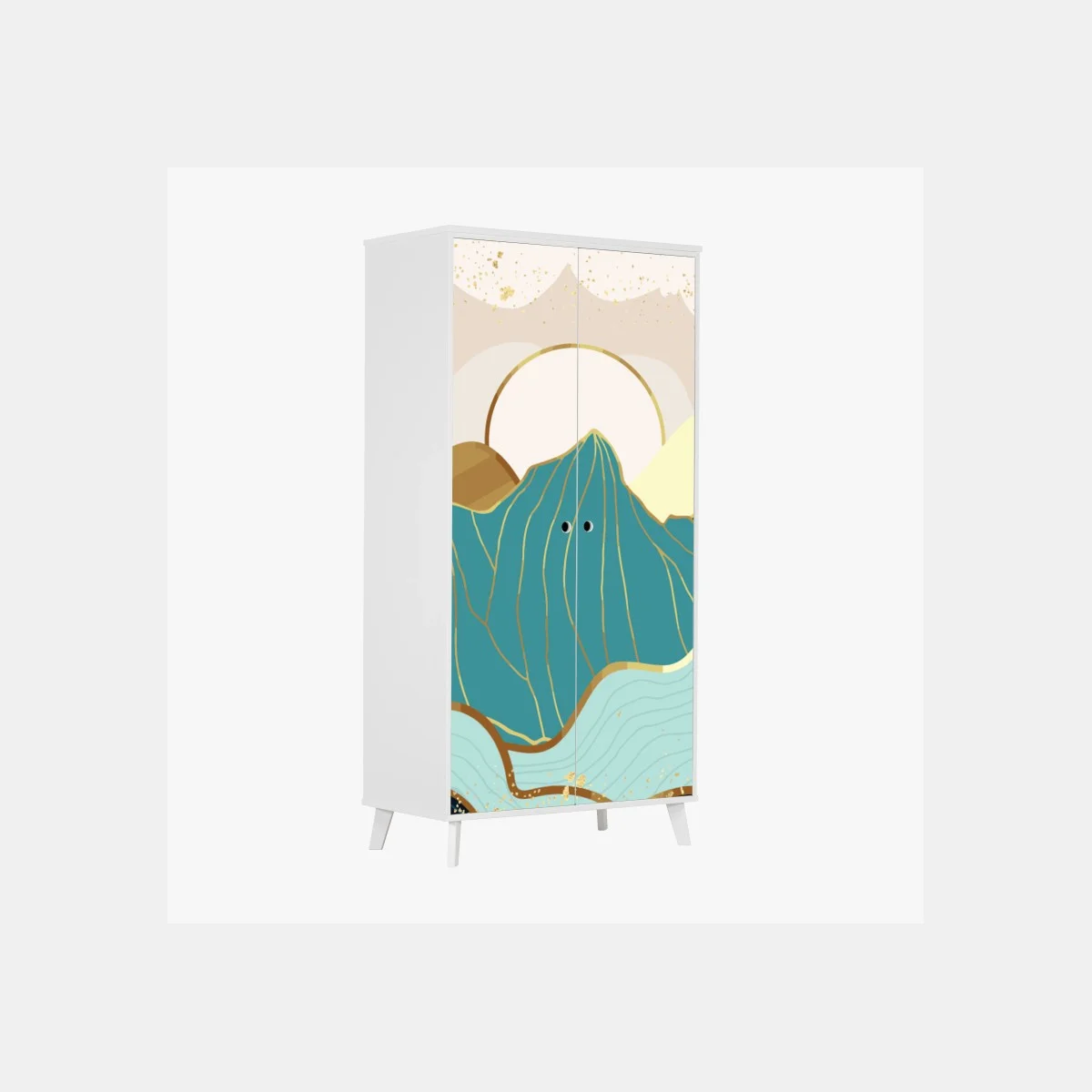 Sticker pour armoire horizon montagneux abstrait aux reflets dorés – Wallnifity® Sticker pour armoire horizon montagneux abstrait aux reflets dorés – Wallnifity®