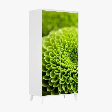 Sticker pour armoire spirale florale verte en gros plan – Wallnifity®