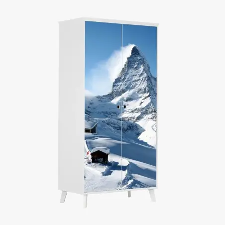 Sticker pour armoire Cervin majestueux : panorama hivernal – Wallnifity®