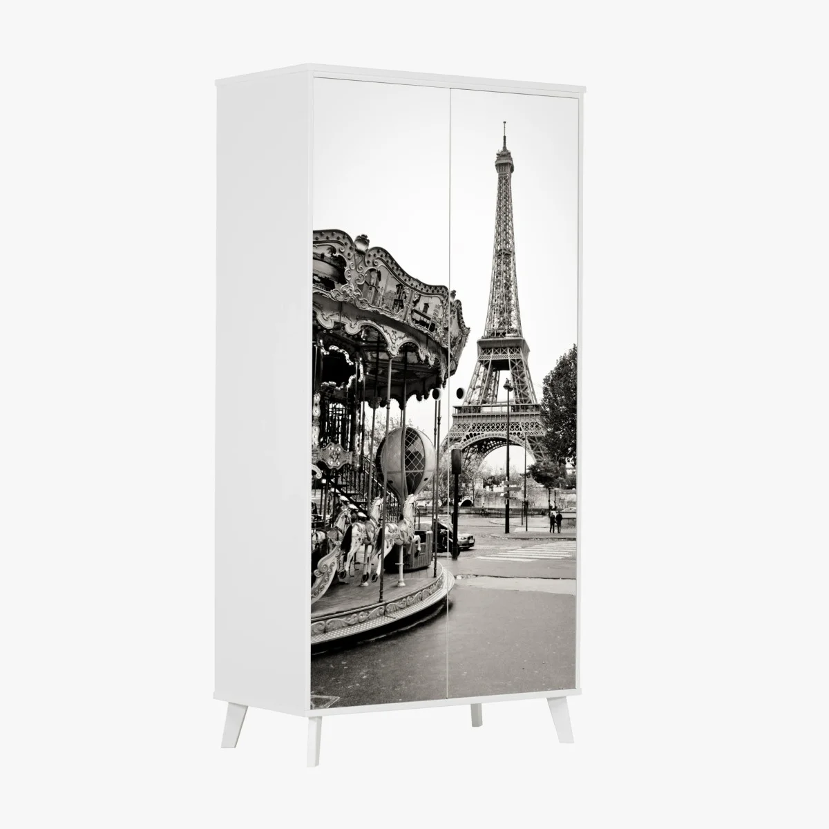 Sticker pour armoire balade parisienne au manège devant la Tour Eiffel – Wallnifity® Sticker pour armoire balade parisienne au manège devant la Tour Eiffel – Wallnifity®