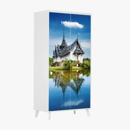 Sticker pour armoire reflet majestueux de Sanphet Prasat à Bangkok – Wallnifity®