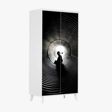 Sticker pour armoire silhouette dans un tunnel concentrique – Wallnifity®