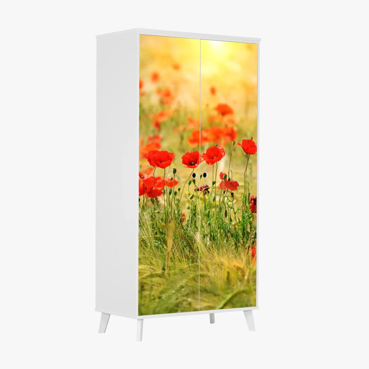 Sticker pour armoire champ de coquelicots au soleil doré – Wallnifity® Sticker pour armoire champ de coquelicots au soleil doré – Wallnifity®