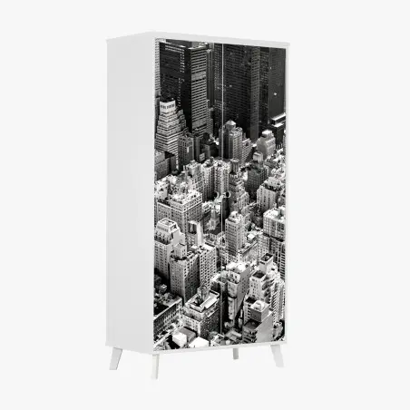 Sticker pour armoire horizon urbain de Manhattan en noir et blanc – Wallnifity®