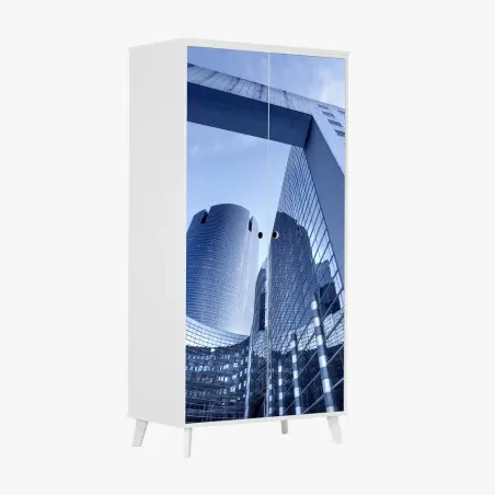 Sticker pour armoire perspective architecturale sur gratte-ciel modernes – Wallnifity®