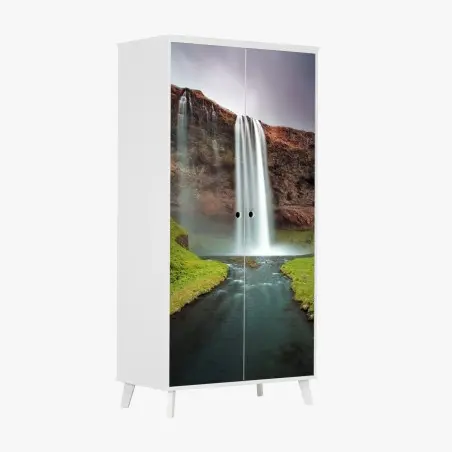 Sticker pour armoire cascade majestueuse et rivière paisible – Wallnifity®