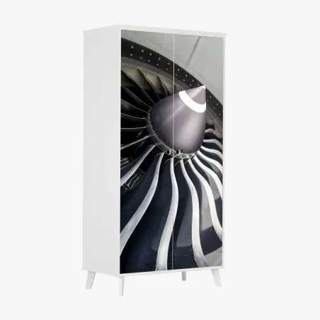Sticker pour armoire mouvement métallique : vue artistique d'une turbine d'avion – Wallnifity®