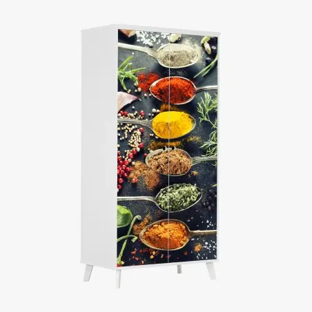 Sticker pour armoire palette colorée d'épices et d'herbes aromatiques – Wallnifity®
