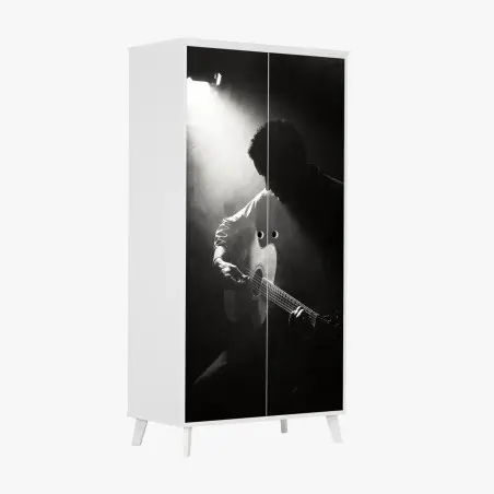 Sticker pour armoire silhouette d'un guitariste sous le projecteur – Wallnifity®
