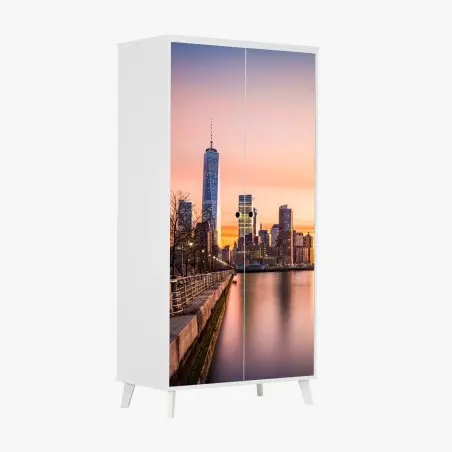 Sticker pour armoire coucher de soleil à Lower Manhattan – Wallnifity®