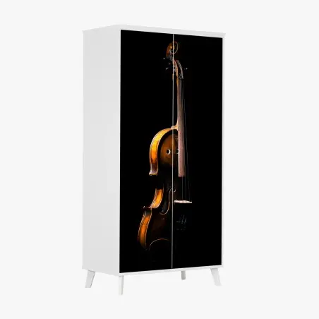 Sticker pour armoire violon en clair-obscur sur fond noir – Wallnifity®