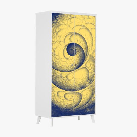 Sticker pour armoire spirale fractale jaune et bleue – Wallnifity®