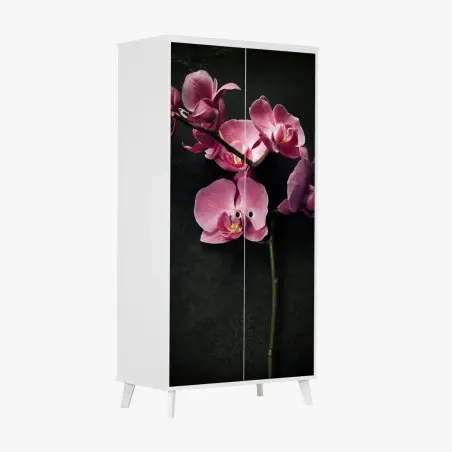 Sticker pour armoire orchidée rose sur fond vintage – Wallnifity®