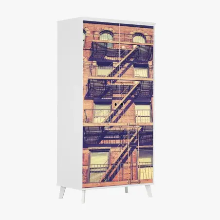 Sticker pour armoire escalier de secours rétro à New York – Wallnifity®
