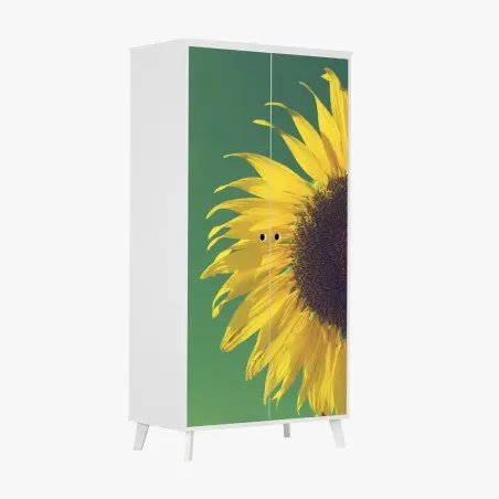 Sticker pour armoire tournesol rétro sur fond vert – Wallnifity®