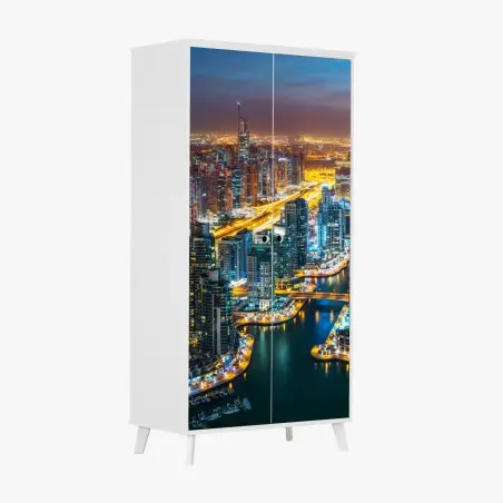 Sticker pour armoire ciel nocturne de Dubai Marina – Wallnifity®